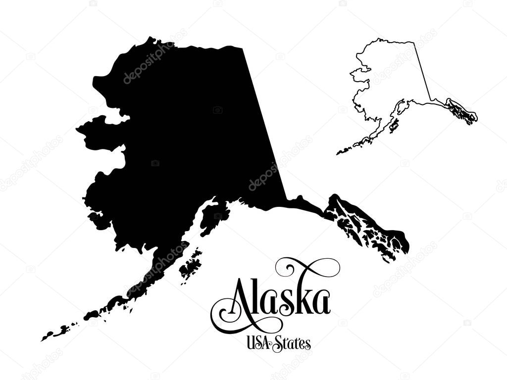 Map of The United States of America (USA) State of Alaska - Illustration on White Background