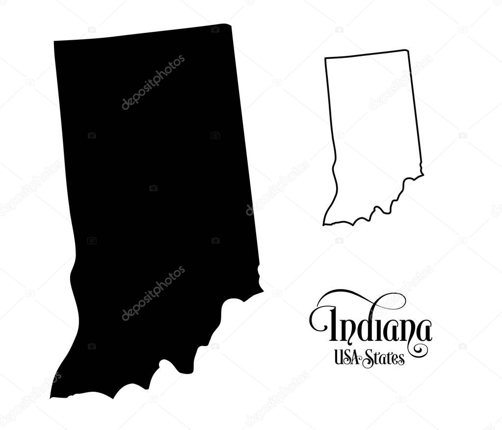 Map of The United States of America (USA) State of Indiana - Illustration on White Background.