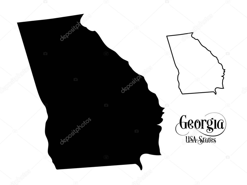 Map of The United States of America (USA) State of Georgia - Illustration on White Background.