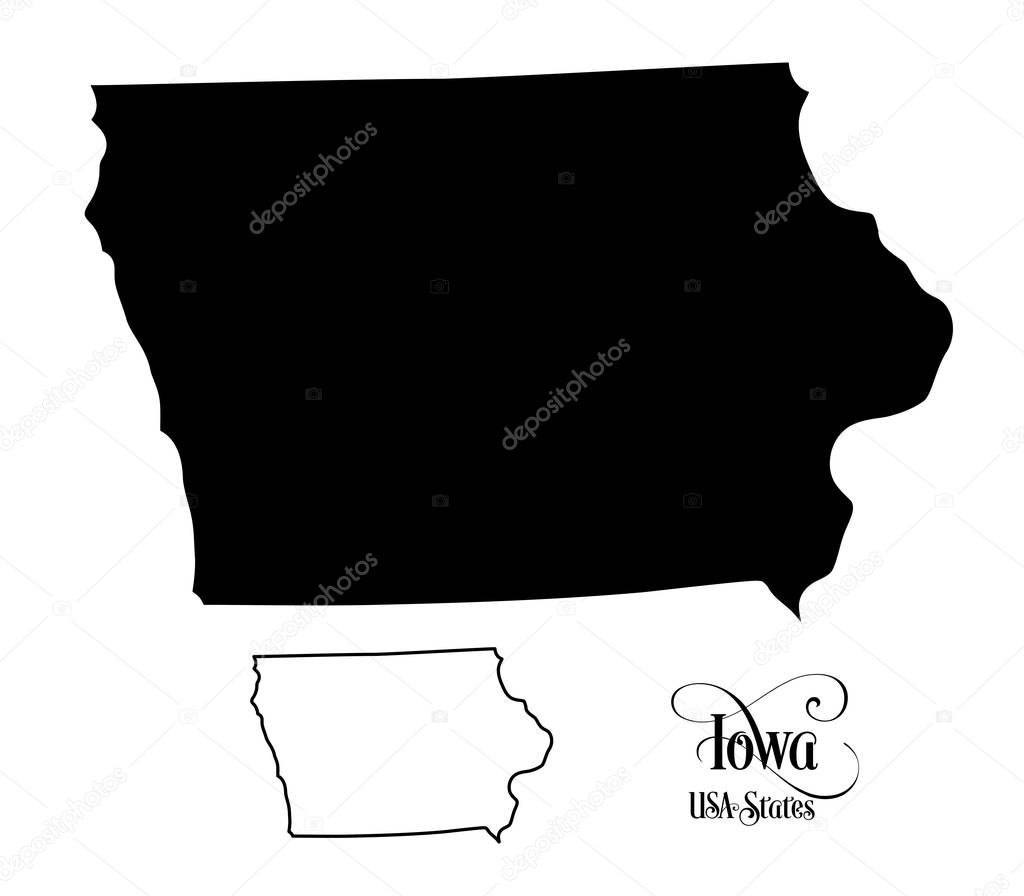 Map of The United States of America (USA) State of Iowa - Illustration on White Background.