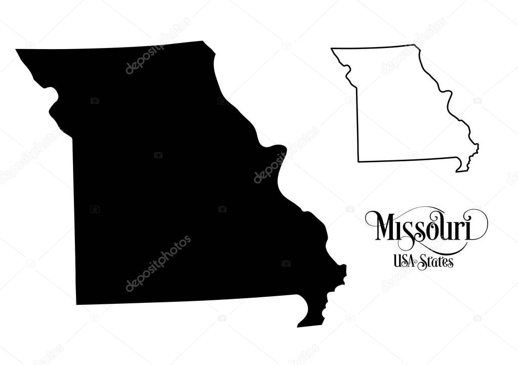 Map of The United States of America (USA) State of Missouri - Illustration on White Background.