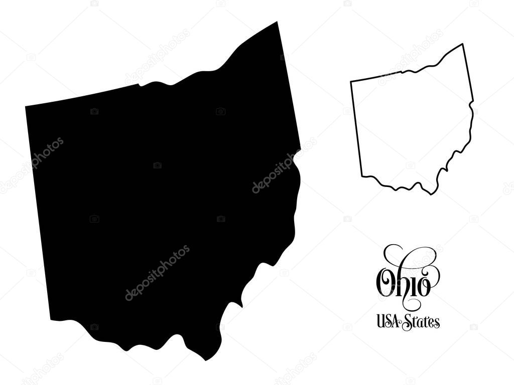 Map of The United States of America (USA) State of Ohio - Illustration on White Background.