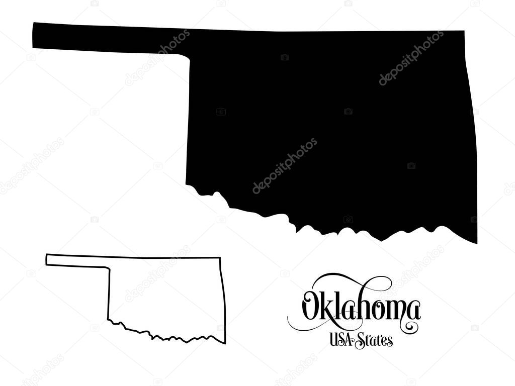 Map of The United States of America (USA) State of Oklahoma - Illustration on White Background.