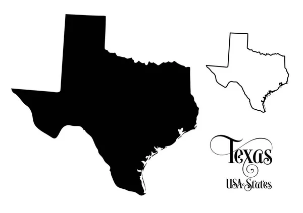 Mapa amerického státu Texas (Spojené státy americké)-ilustrace na bílém pozadí. — Stockový vektor