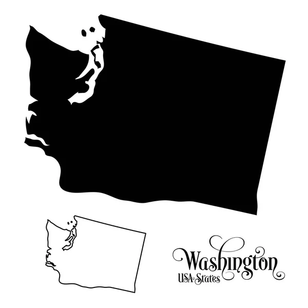 Carte de l'État de Washington (États-Unis d'Amérique) - Illustration sur fond blanc . — Image vectorielle