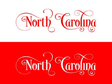 Abd Kuzey Carolina Devletleri El Yazısı İllüstrasyon Resmi ABD Devlet Renkleri Tipografi