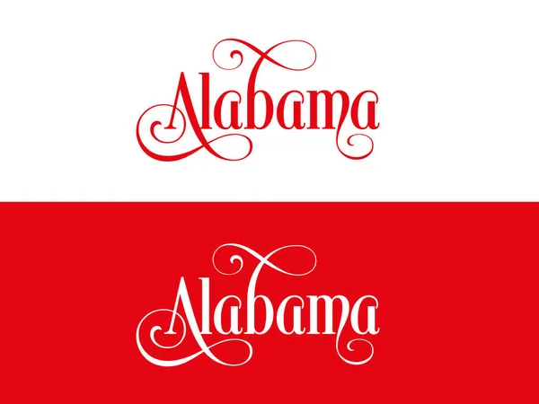 Типография The USA Alabama States Handwritten Illustration on Official U.S. State Colors — стоковый вектор