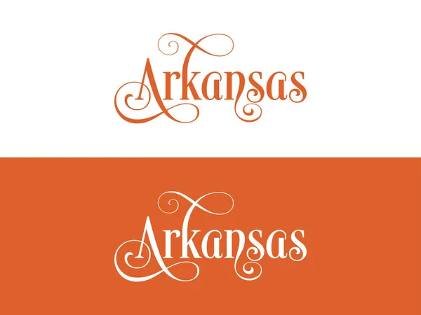 Типография The USA Arkansas States Handwritten Illustration on Official U.S. State Colors — стоковый вектор