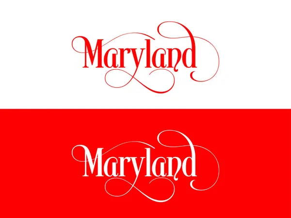 Tipografia degli Stati Uniti d'America Maryland Illustrazione scritta a mano sui colori ufficiali degli Stati Uniti — Vettoriale Stock