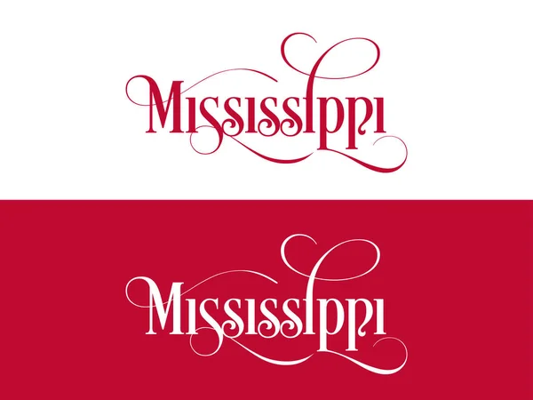 Typografia USA Mississippi States Odręczowa ilustracja na oficjalne stany USA kolory — Wektor stockowy