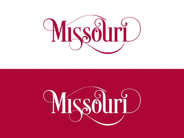 Typografia USA Stany Missouri Odręczowa ilustracja na oficjalne stany USA kolory — Wektor stockowy