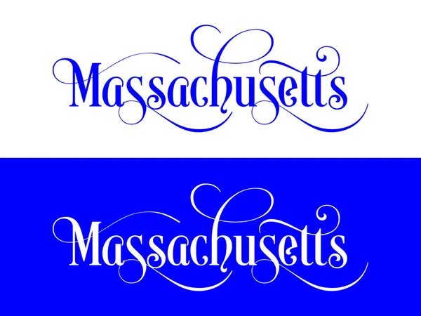 Типография The USA Massachusetts States Handwritten Illustration on Official U.S. State Colors — стоковый вектор