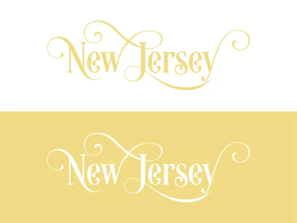 Типография The USA New Jersey States Handwritten Illustration on Official U.S. State Colors — стоковый вектор