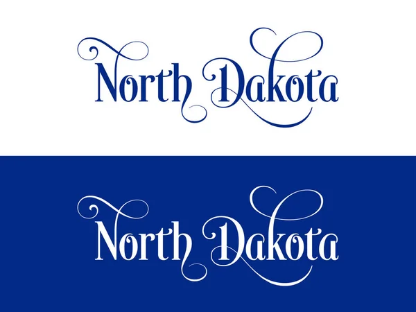 Tipográfia az USA Észak-Dakota Államok kézírásos illusztráció a hivatalos amerikai állam színek — Stock Vector
