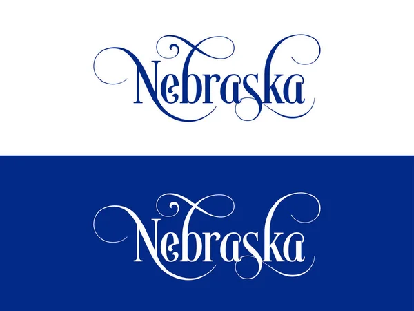 Tipográfia az USA Nebraska Államok kézírásos illusztráció a hivatalos amerikai állam színek — Stock Vector