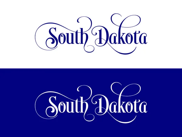 공식 미국 주 색상에 미국 사우스 다코타 주 필기 그림의 타이포그래피 — 스톡 벡터