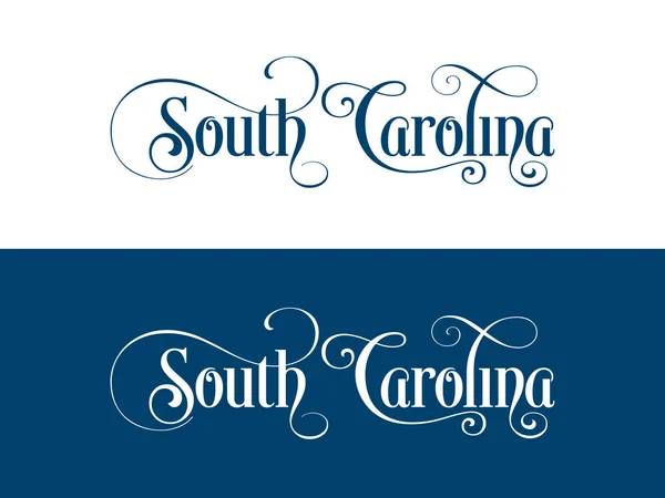 Typographie des États-Unis États de Caroline du Sud Illustration manuscrite sur les couleurs officielles des États-Unis — Image vectorielle