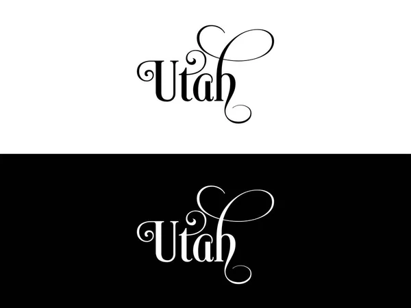Типография The USA Utah States Handwritten Illustration on Official U.S. State Colors — стоковый вектор