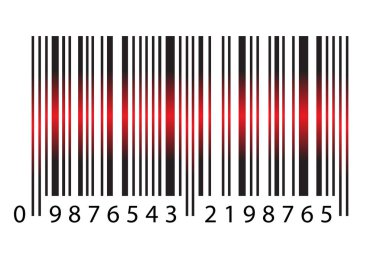 Modern Realistic Simple Barcode With Red Laser Light in Vector Isolated on White Background clipart