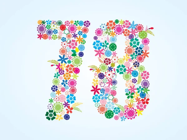矢量彩色花卉 78 数字设计隔离在白色背景上。花卉编号 78 — 图库矢量图片