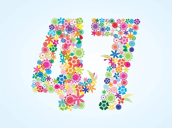 Vektor färgglada blommig 47 nummer design isolerad på vit bakgrund. Blommig nummer 47 — Stock vektor