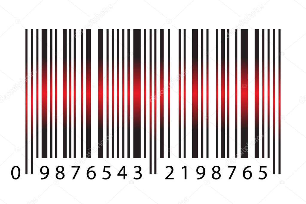 Modern Realistic Simple Barcode With Red Laser Light in Vector Isolated on White Background