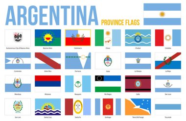 Argentina Province Flags Vector Illustration on White Background. Provinces of Argentina All Flags clipart