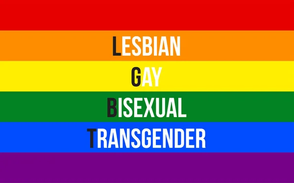 Bandeira oficial do orgulho LGBT com abreviatura (Lésbicas, Gays, Bissexuais e Transgêneros ) — Vetor de Stock