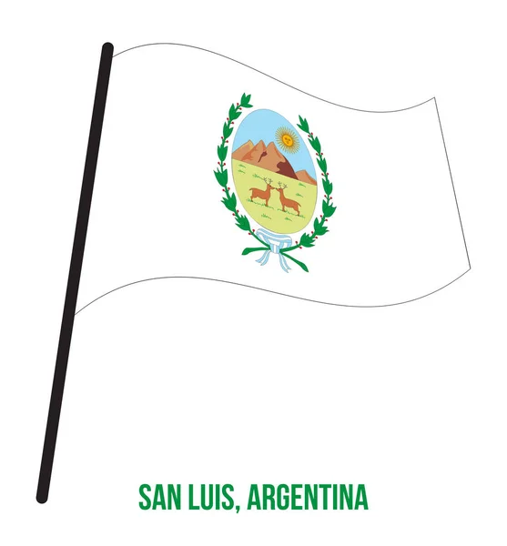 San Luis Flag Waving Vector Illustration di White Background. Bendera Provinsi Argentina . - Stok Vektor