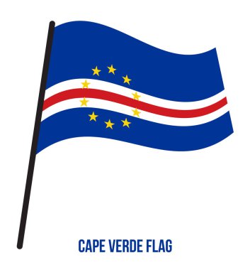 Beyaz Arka Plan Üzerinde Cape Verde Bayrak Waving Vektör İllüstrasyon. Cape Verde Ulusal Bayrağı.