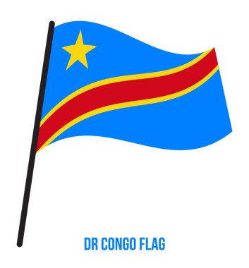 Demokratik Kongo Bayrağı Waving Vektör İllüstrasyon Beyaz Arka Plan üzerinde. Demokratik Kongo Ulusal Bayrağı