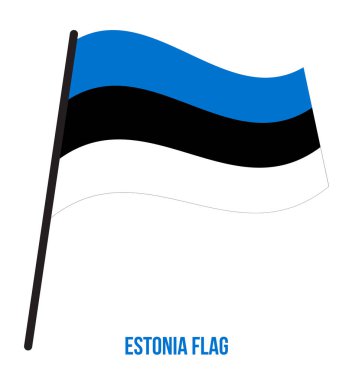 Estonya Bayrak Waving Vektör İllüstrasyon Beyaz Arka Plan üzerinde. Estonya Ulusal Bayrağı.