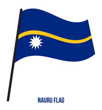 Nauru Bayrağı Beyaz Arka Plan Üzerinde Vektör İllüstrasyon Sallayarak. Nauru Ulusal Bayrağı.