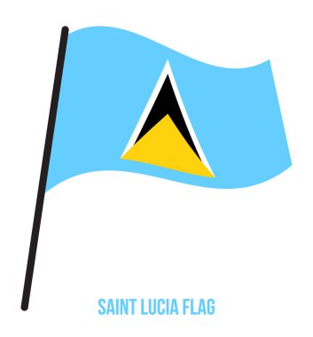 Saint Lucia Bayrağı Waving Vektör İllüstrasyon Beyaz Arka Plan üzerinde. Saint Lucia Ulusal Bayrağı.