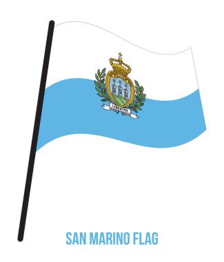 San Marino Bayrak Waving Vektör İllüstrasyon Beyaz Arka Plan üzerinde. San Marino Ulusal Bayrağı.