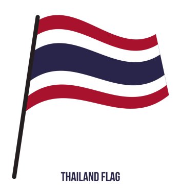 Tayland Bayrağı Waving Vektör İllüstrasyon Beyaz Arka Plan üzerinde. Tayland Ulusal Bayrağı.