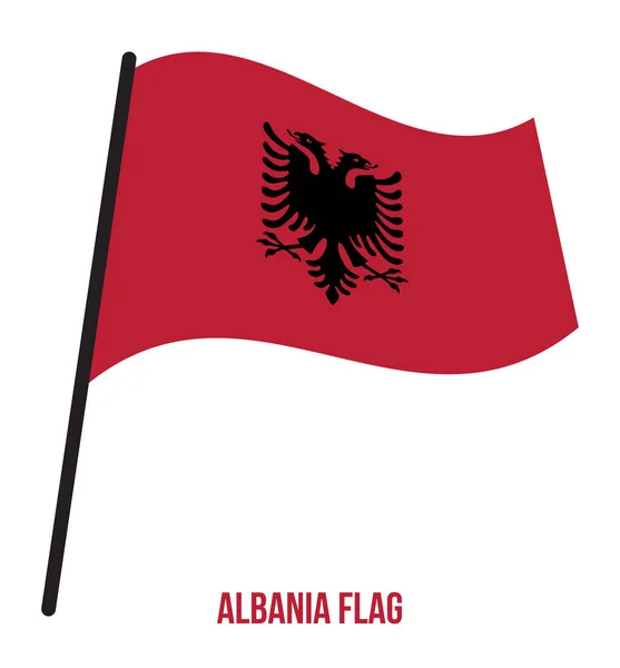 Albania Bandera ondeando Vector Ilustración sobre fondo blanco. Bandera Nacional de Albania . — Vector de stock