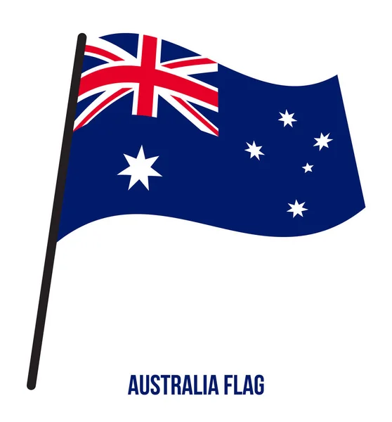 Australia Flag Waving Vector Illustration on White Background. Australia National Flag. — Stock Vector