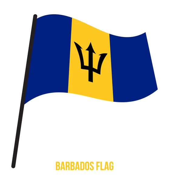 Barbados Flag Waving Vector Illustration on White Background. Bandera Nacional de Barbados . — Archivo Imágenes Vectoriales