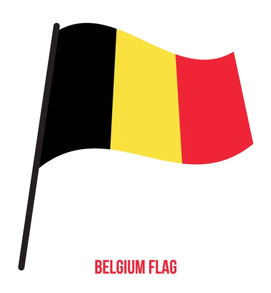 Bélgica Bandera ondeando Vector Ilustración sobre fondo blanco. Bandera nacional de Bélgica . — Vector de stock