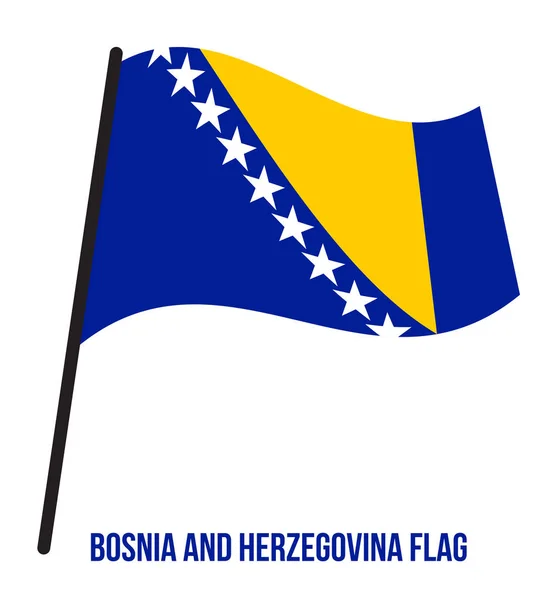 Bosnia and Herzegovina Flag Waving Vector Illustration on White Background. National Flag — Stock Vector