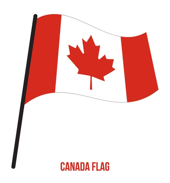 Bandeira do Canadá acenando ilustração vetorial em fundo branco. Bandeira Nacional do Canadá . — Vetor de Stock