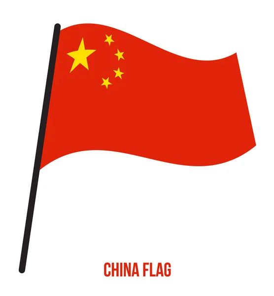 China Bandeira acenando ilustração vetorial em fundo branco. Bandeira Nacional da China . — Vetor de Stock