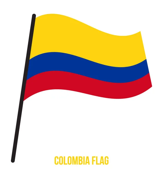 Colombia flagga viftande vektor illustration på vit bakgrund. Colombias flagga. — Stock vektor