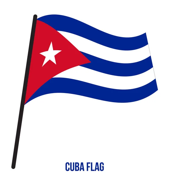 Cuba Bandeira acenando ilustração vetorial em fundo branco. Bandeira nacional de Cuba . —  Vetores de Stock