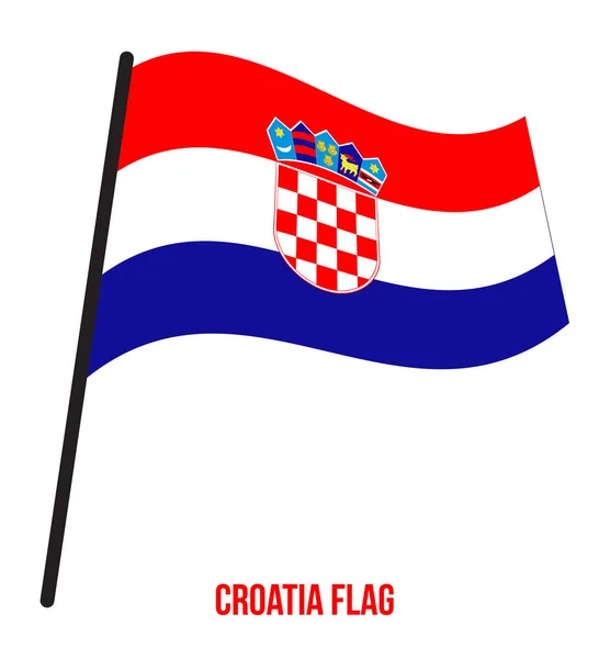 흰색 배경에 크로아티아 플래그 물결 치는 벡터 그림입니다. 크로아티아 국기. — 스톡 벡터
