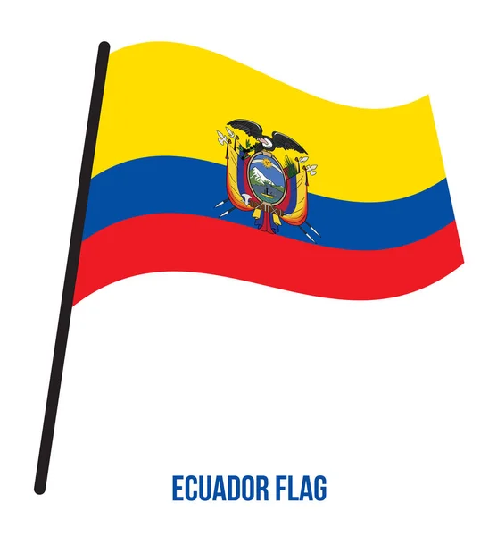 Ecuador Bandera ondeando Vector Ilustración sobre fondo blanco. Bandera Nacional de Ecuador . — Archivo Imágenes Vectoriales