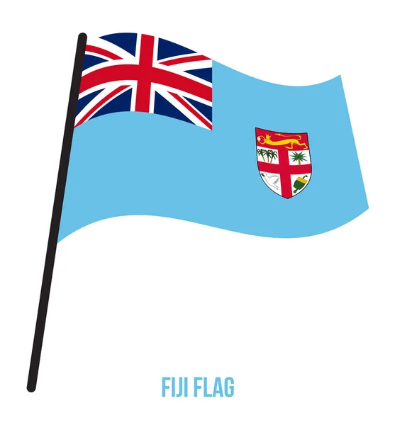 Beyaz Arka Plan üzerinde Fiji Bayrak Sallayarak Vektör İllüstrasyon. Fiji Ulusal Bayrağı. — Stok Vektör