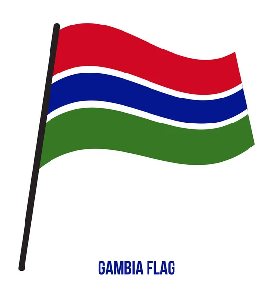 Gambia Flag Waving Vector Illustration on White Background. Gambia National Flag. — Stock Vector