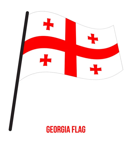 Beyaz Arka Plan üzerinde Gürcistan Bayrağı Sallayarak Vektör İllüstrasyon. Gürcistan Ulusal Bayrağı. — Stok Vektör